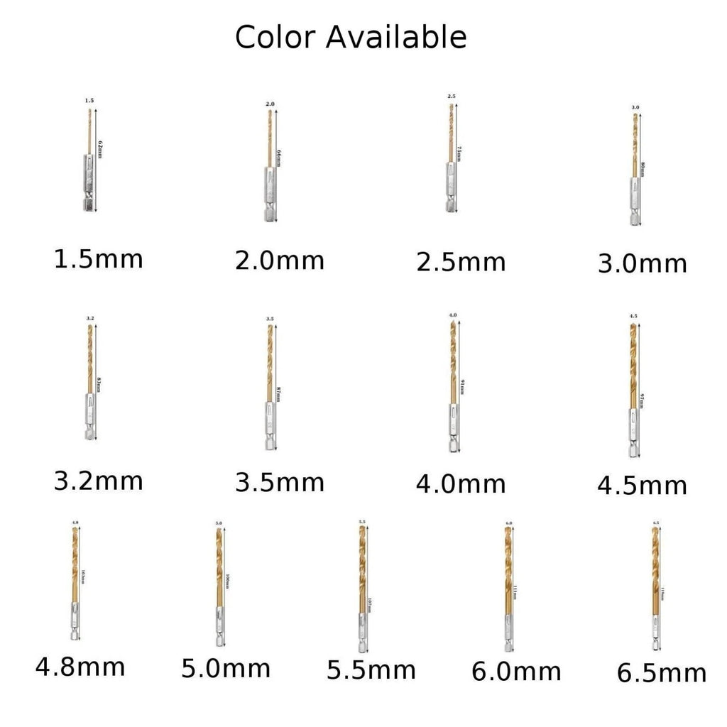 Set of 4 Drill Bits 5.5mm, 6.0mm, 6.5mm, 1.5mm for Aluminum
