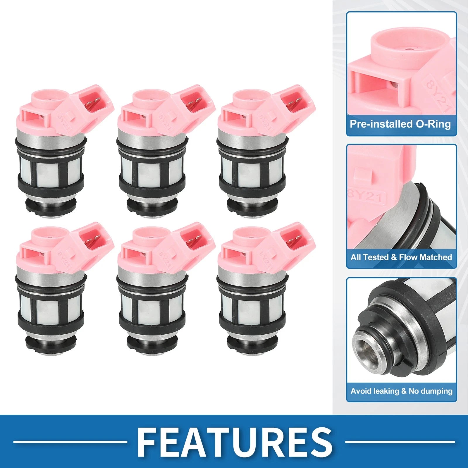 Set of 6 Fuel Injectors No.16600-88G10 for Nissan Pathfinder (1994–1995)