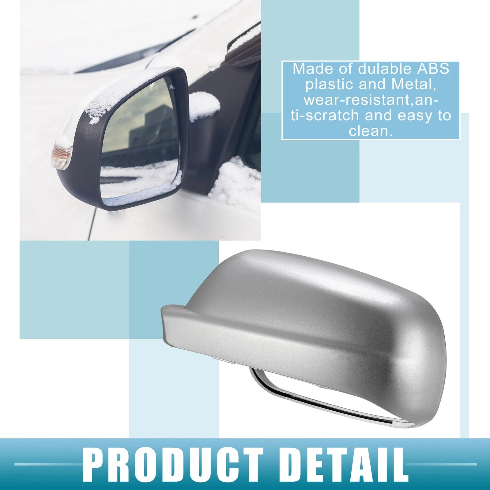 1 Pair Rearview Mirror Cover for VW Jetta (1999–2005) NO.3B1857538B/3B0857538 Silver Tone