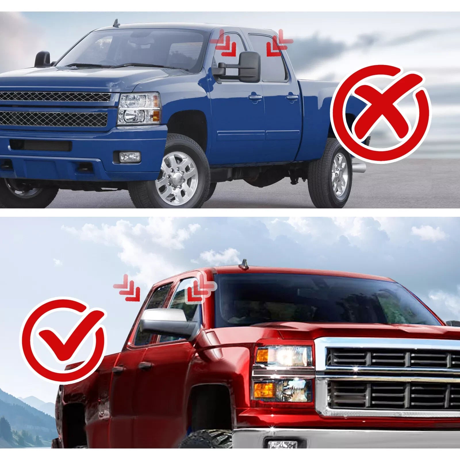 Clip-On Mirror Cover Caps for Chevy Silverado Tahoe GMC Sierra (2007–2014)