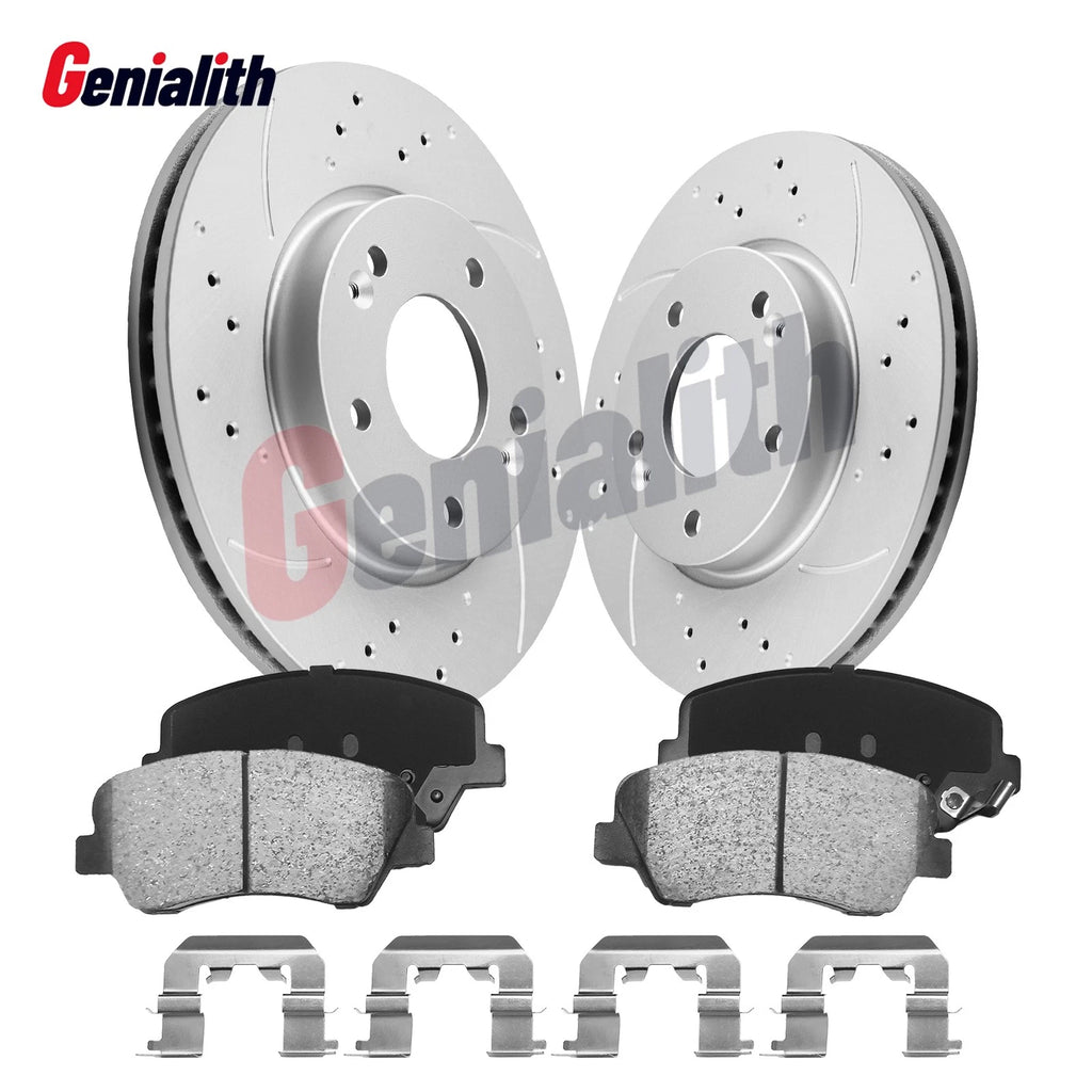 280mm Front Drilled Rotors & Ceramic Brake Pads for Kia Forte Forte5 (2014–2016)