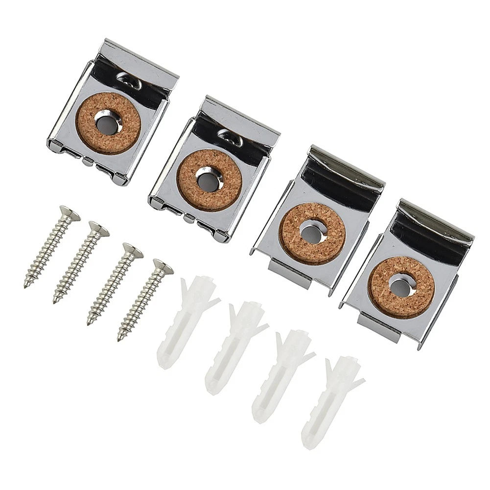 Set of 4 Chrome Mirror Mounting Clips for Frameless Mirrors