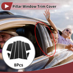 8 Pcs Door Pillar Window Trim for KIA Rio (2017–2022) Black Carbon Fiber