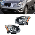 Set of 2 Black Halogen Headlights for Nissan Rogue (2008–2015)