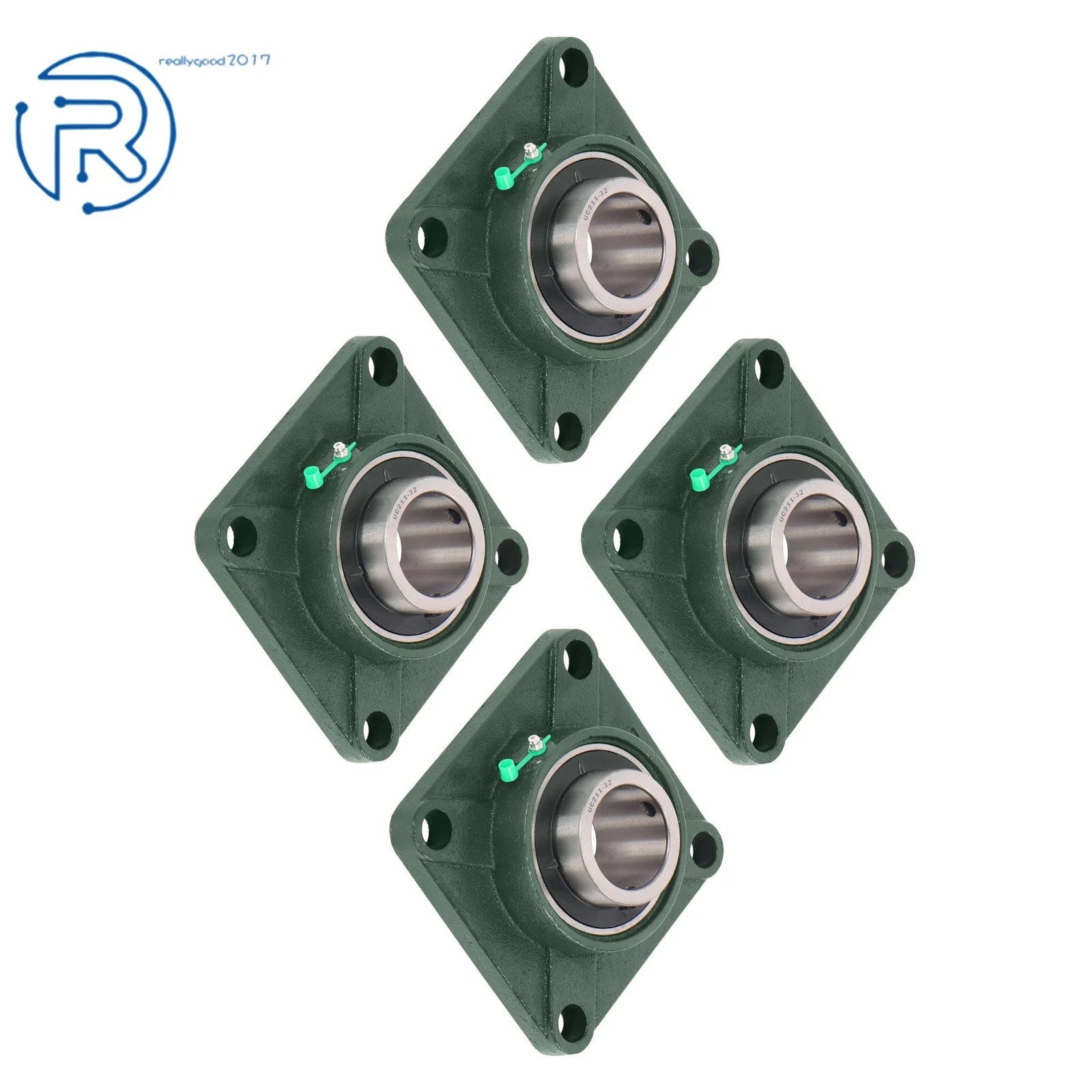 Set of 4 UCF211-32 4 Bolt Pillow Block Flange Bearings 2" Bore for UCF211