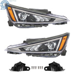 Set of 2 Headlights for Hyundai Elantra (2019–2020) Black Housing Halogen