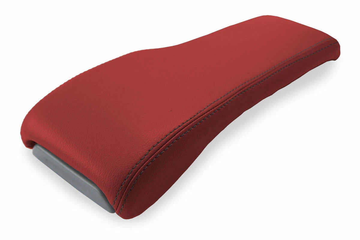 Leather Console Lid Bench Seat Cover for Toyota Tacoma (2001–2004) Red Black Stitch