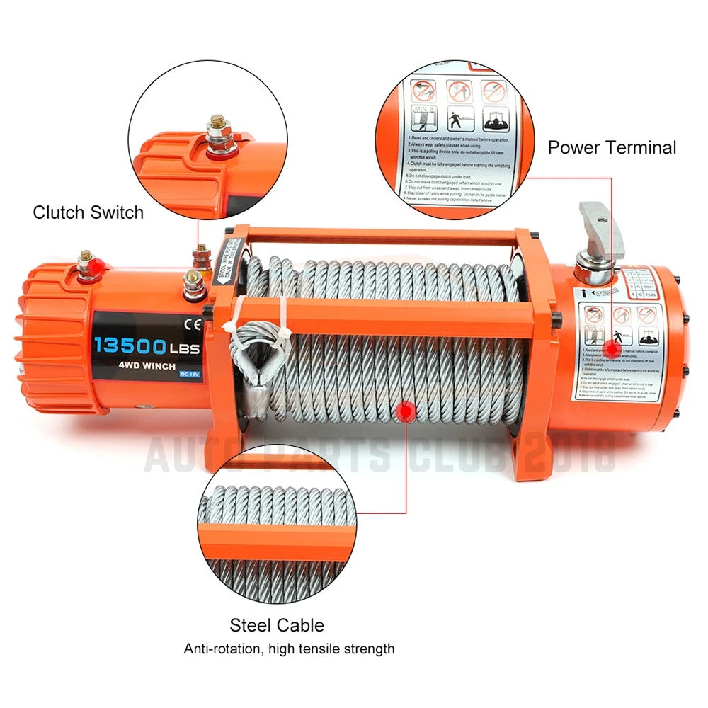 Electric Recovery Winch 13500LBS for Truck Trailer SUV (Off Road)