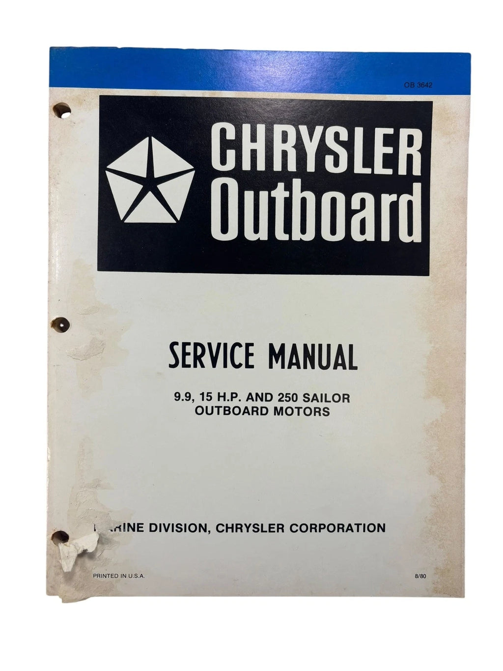 Service Manual for Chrysler Outboards OB3642 (9.9/15 HP, 250 Sailor)
