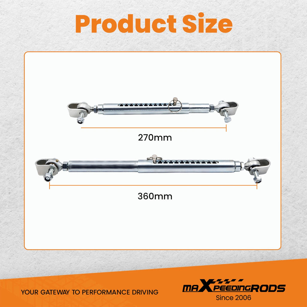 2X Tubular Travel Limiters for Drag Race Car Performance Quick Pin Adjustable