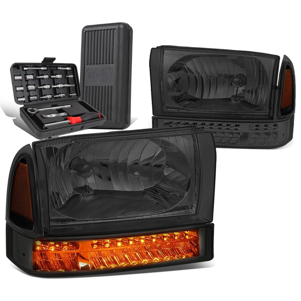 2X Smoked/Amber LED Signal Headlights for Ford Super Duty (1999–2004)
