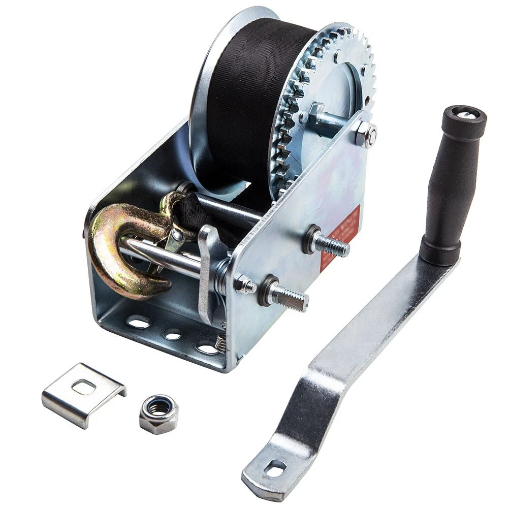 2000lbs Hand Winch with 20ft Nylon Strap for Boat Trailer Truck ATV RV