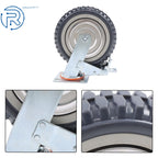 Set of 4 Heavy-Duty 8" Casters with Dual Brakes, Fixed, PU Textured Tread