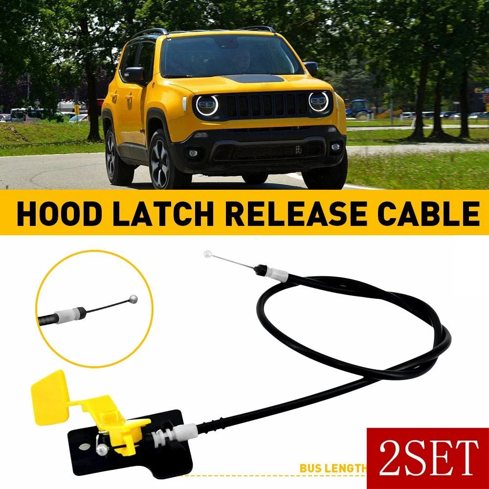 Set of 2 Hood Latch Lock Release Cables for Jeep Renegade (2015–2018)