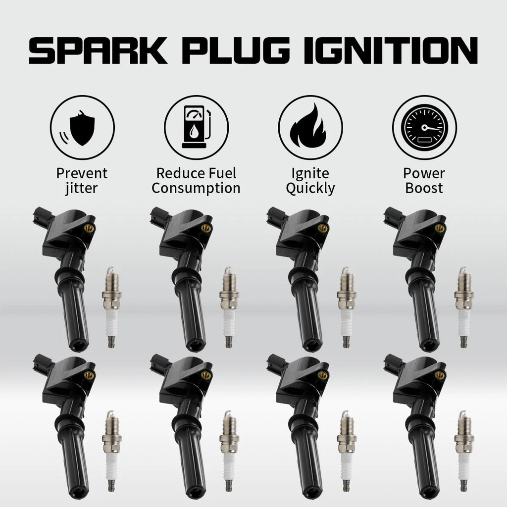 8X Ignition Coil Pack & 8X Spark Plug for Ford F-150 V8 (1997–2008) DG508 SP479