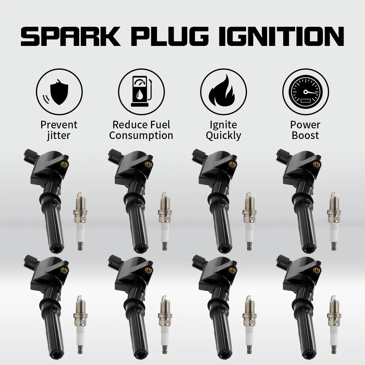 8X Ignition Coil Pack & 8X Spark Plug for Ford F-150 V8 (1997–2008) DG508 SP479