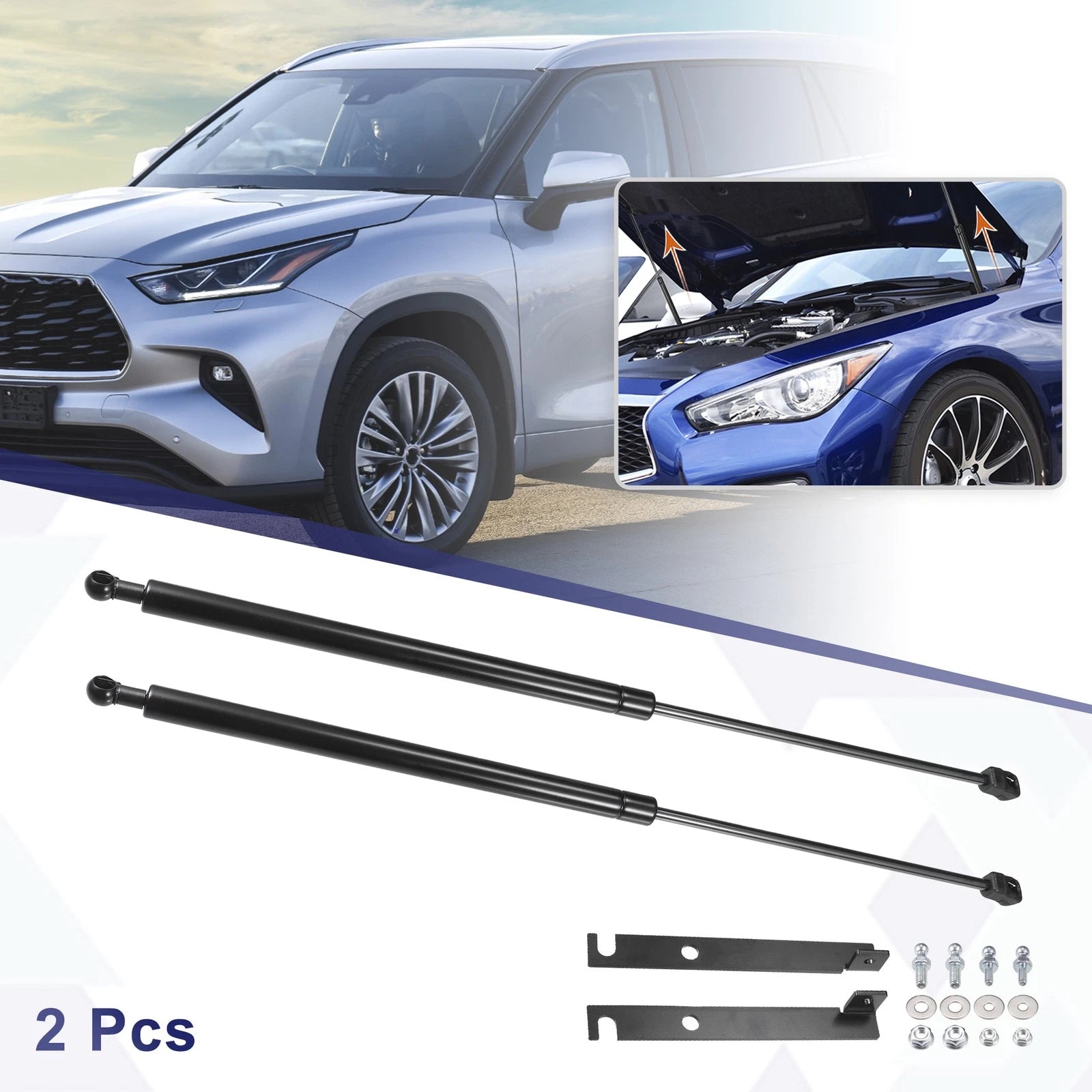 2 Pcs Front Hood Lift Supports Struts for Toyota Highlander (2019–2024)