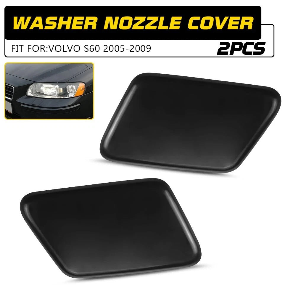 Set of 2 Headlight Washer Jet Spray Cover Caps for Volvo S60 (2005–2009) 39993124 39993164