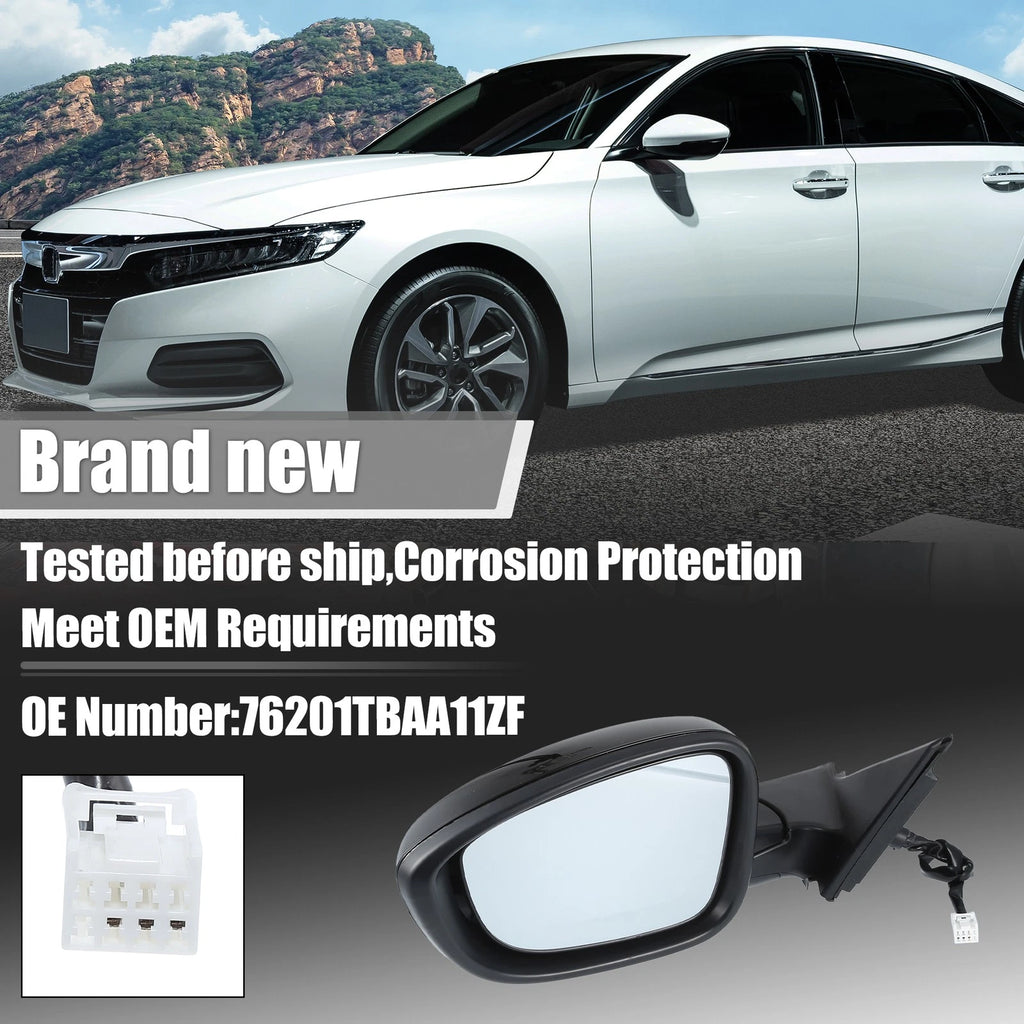 3 Pin Left Side Door Mirror Assembly Black for Honda Accord (2018–2022)