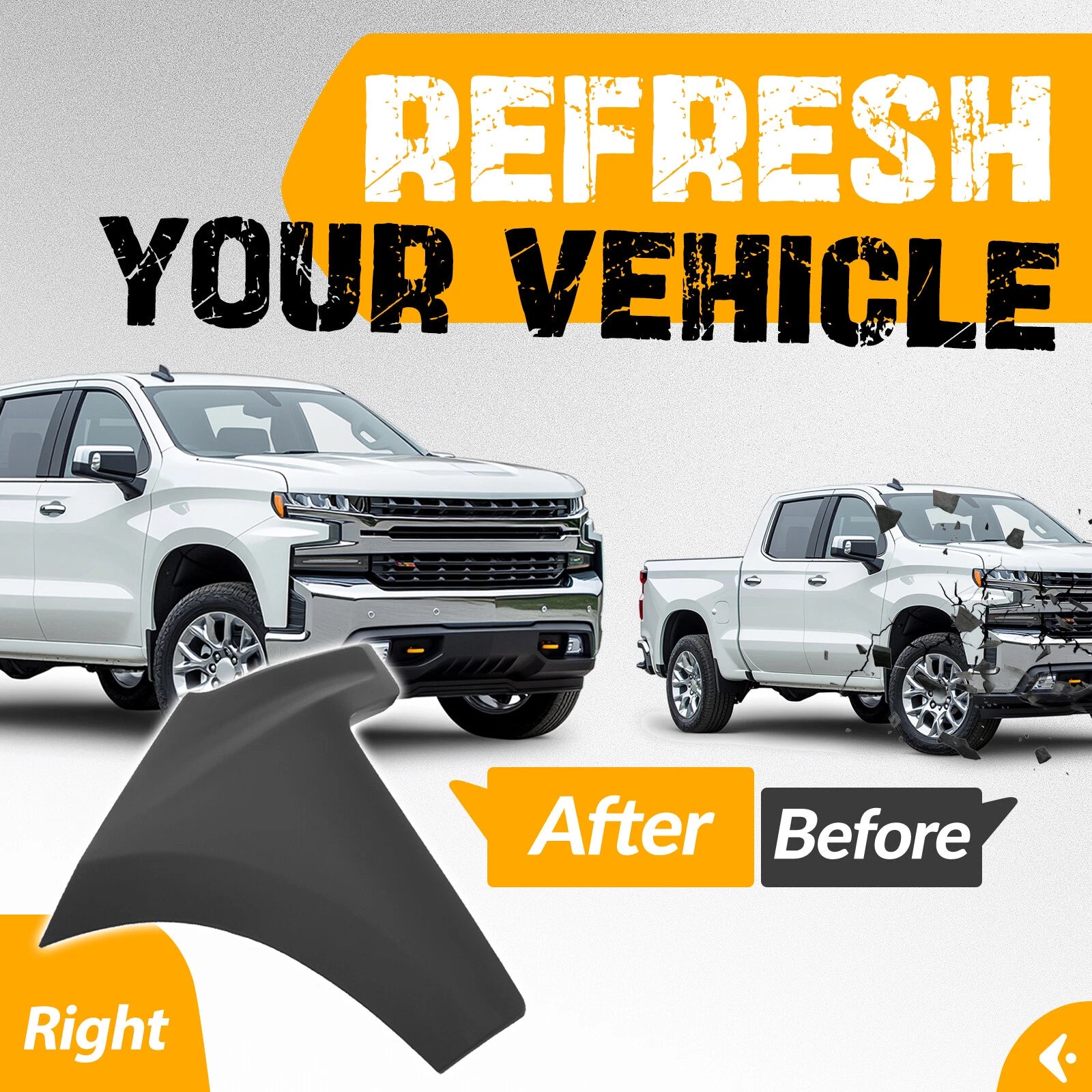 Right Bumper End Cap for Chevy Silverado 1500 (2019–2022)