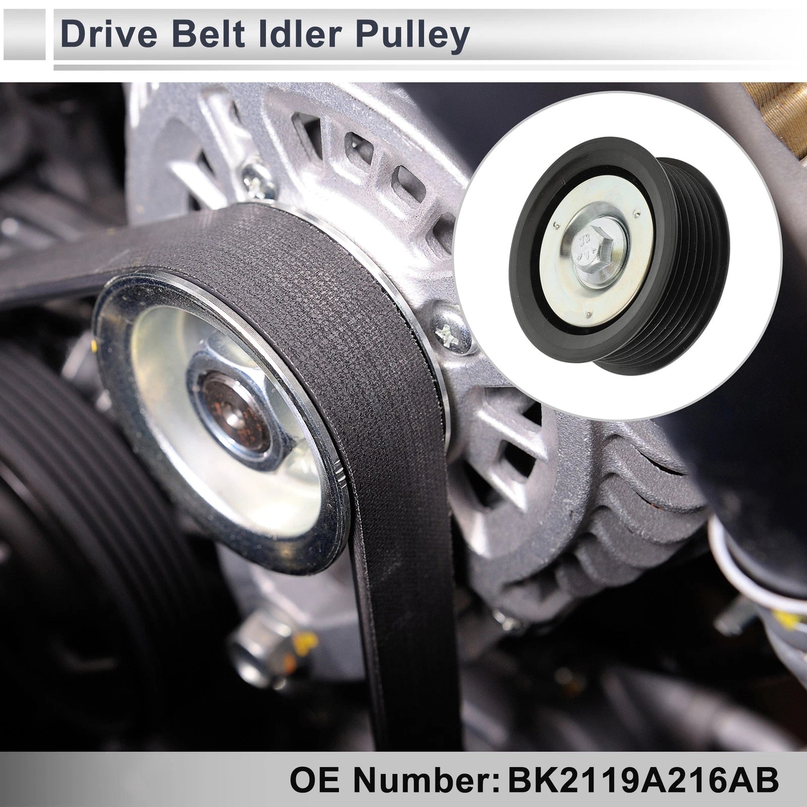 Drive Belt Idler Pulley for Ford Transit (2012–2024) No.BK2119A216AB Black