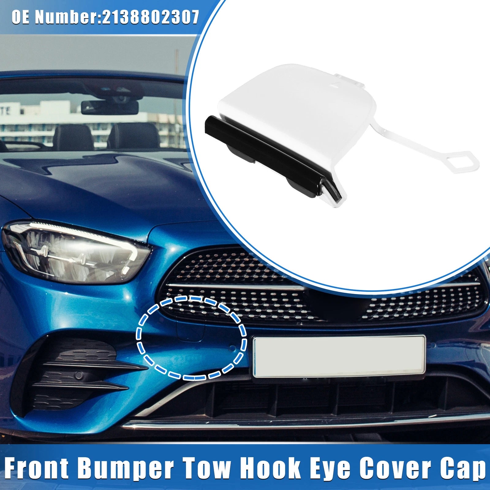 Tow Hook Eye Cover Cap for Mercedes-Benz E-Class W213 (2017–2023) White