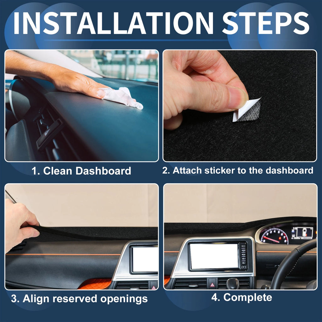 Dashboard Cover Mat for Toyota C-HR (2017–2024) Black Set of 1