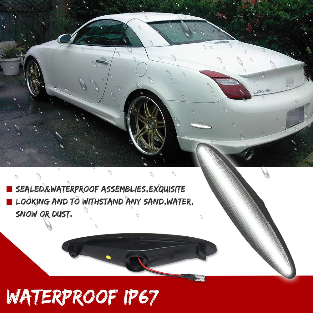 2X Smoked LED Bumper Side Marker Lights for Lexus SC430 (2002–2010)