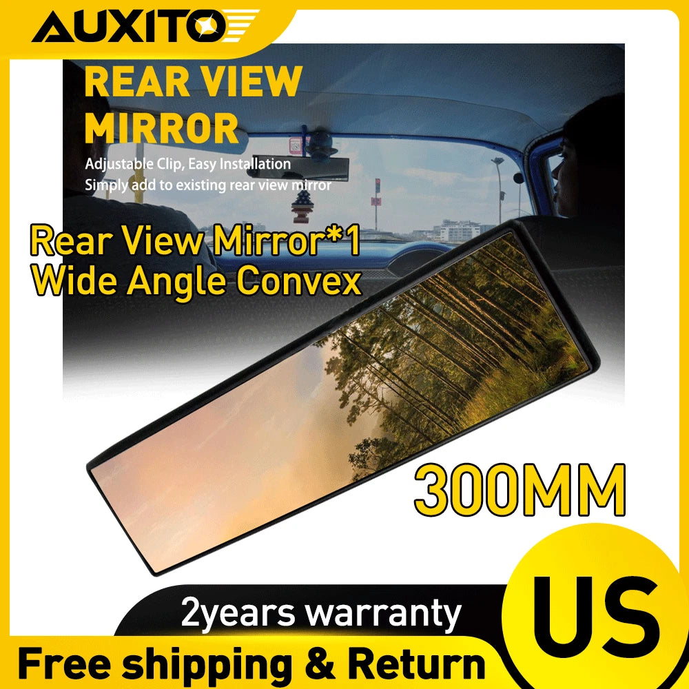 Convex Interior Clip-On Rear View Mirror for Universal Vehicles (300mm)