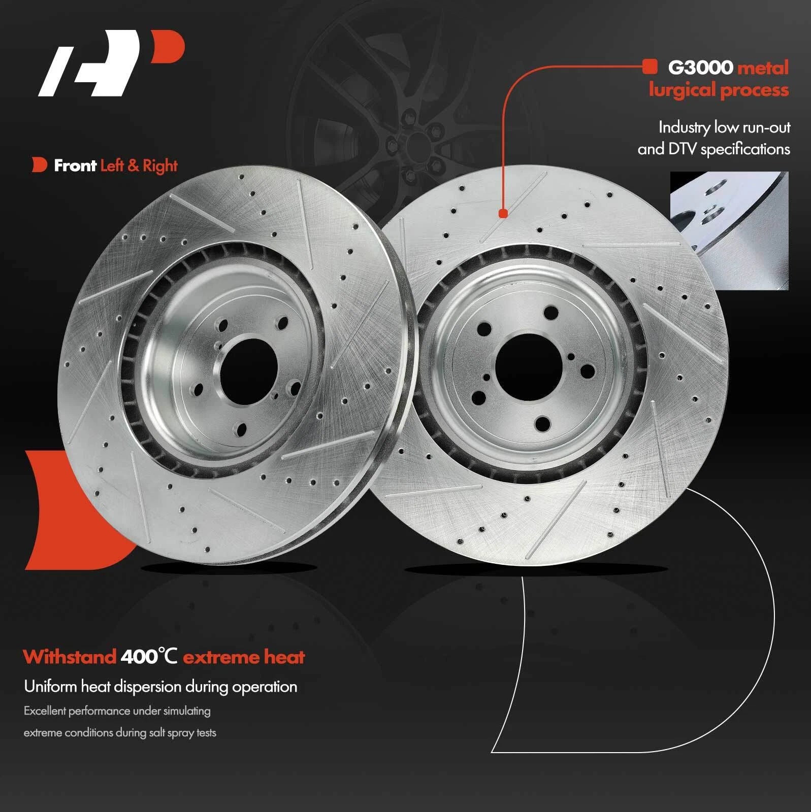 Front Drilled Brake Rotors for Subaru Impreza (2004) & Toyota BRZ (2017–2020)