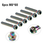 6pcs M8x60mm Titanium Torx Head Flange Screws for Motorcycle Bike