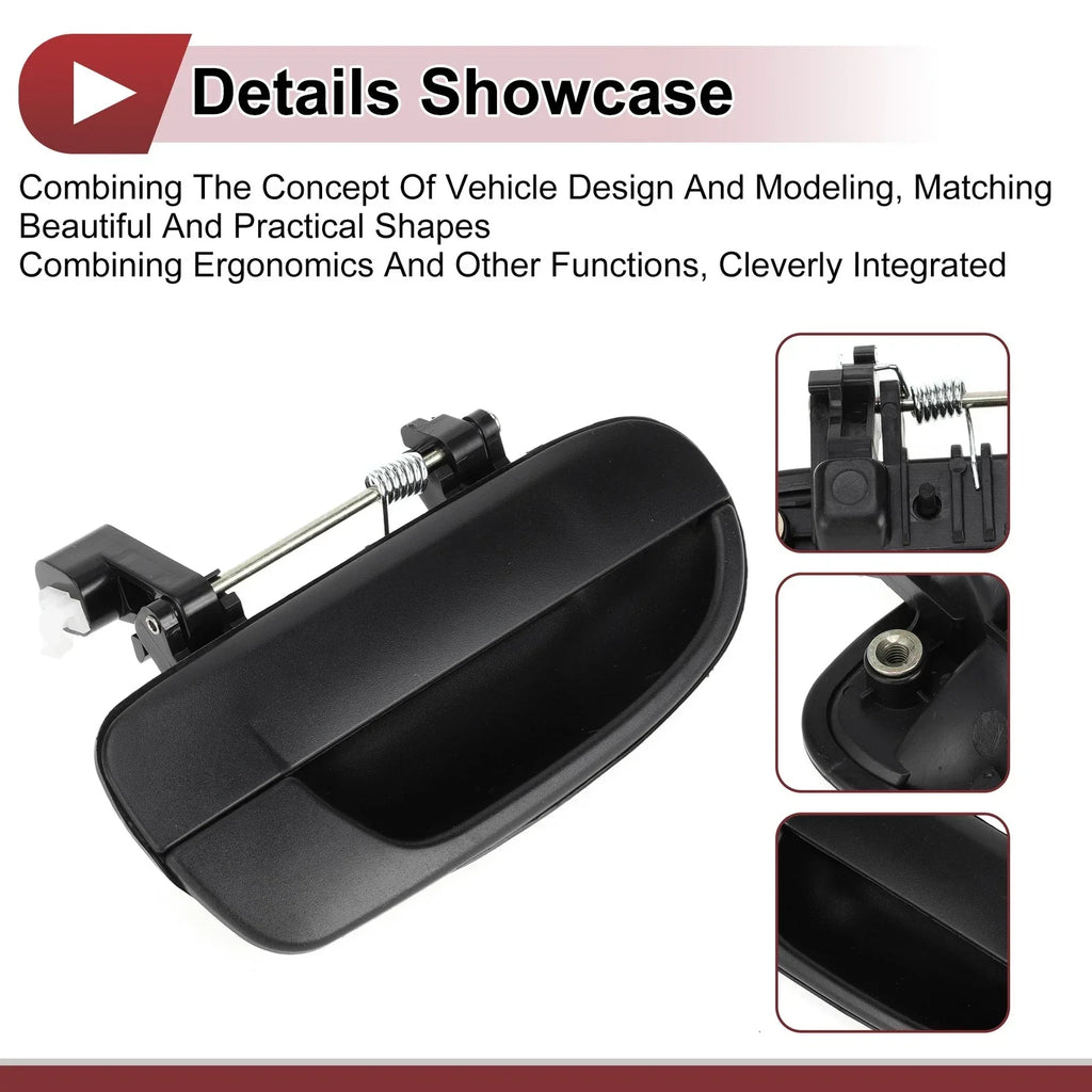 Exterior Door Handle for Hyundai Accent Rear Right Black ABS (2010-2017)