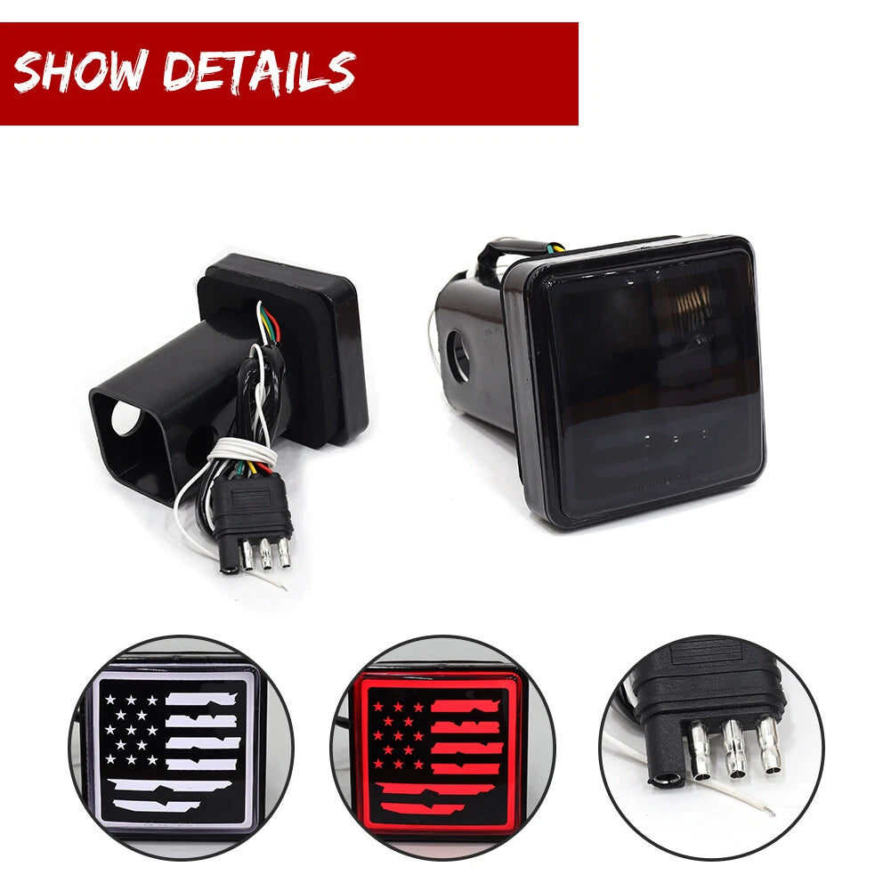 Smoked LED Brake Light Trailer Hitch Cover for 2" Receiver