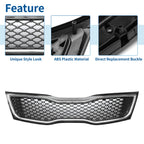 Front Upper Bumper Grille for Kia Optima (2014–2015) Black Chrome Silver Tone