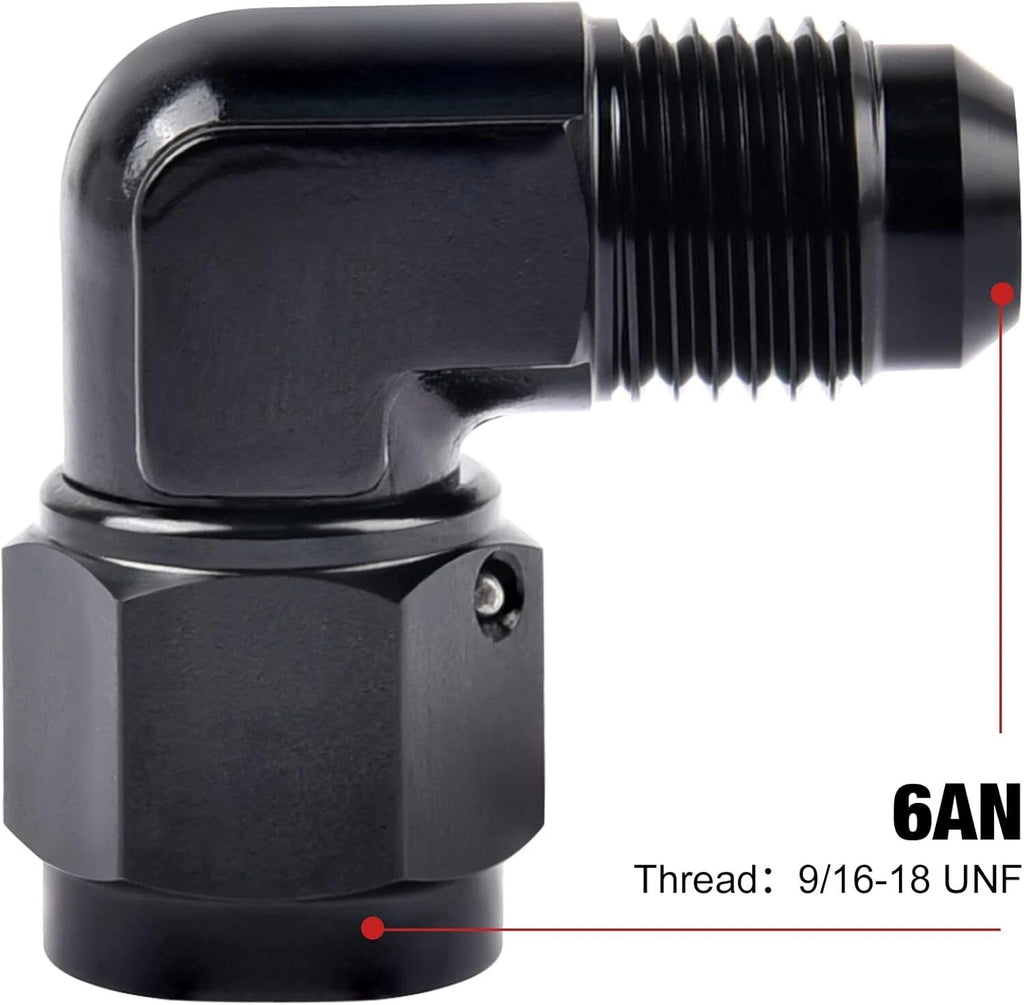 4x 6/8/10AN Female to Male Flare 90° Swivel Hose Fitting Adapter for Car (—–—)