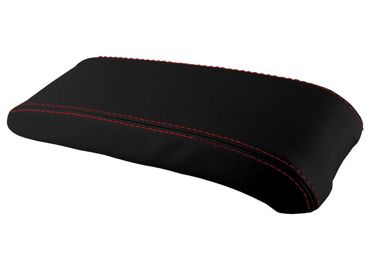 Leather Console Lid Armrest Cover for Jeep Compass (2009–2016) Red Stitch