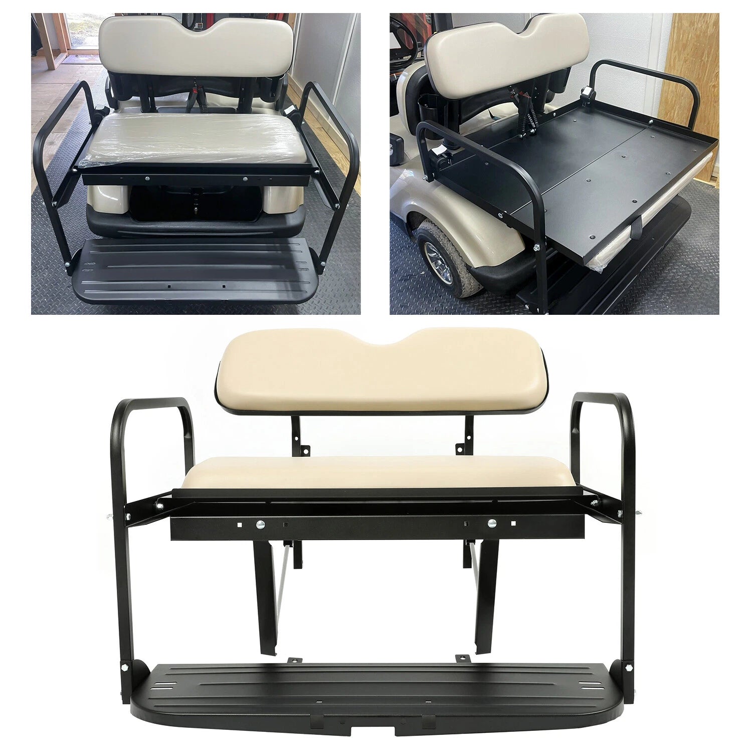 Flip Folding Rear Back Seat Kit for Yamaha Drive G29 Golf Cart (2007–2016)