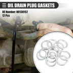 12 Pcs Oil Drain Plug Gaskets for Audi A3 (2009–2013) No.N0138157 Silver Tone