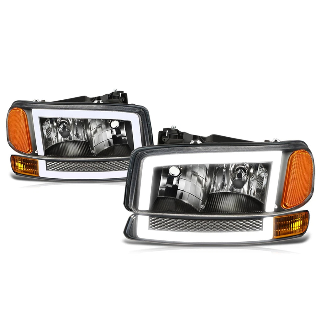 3D LED DRL Switchback Turn Signal Headlights for GMC Sierra (1999–2007)
