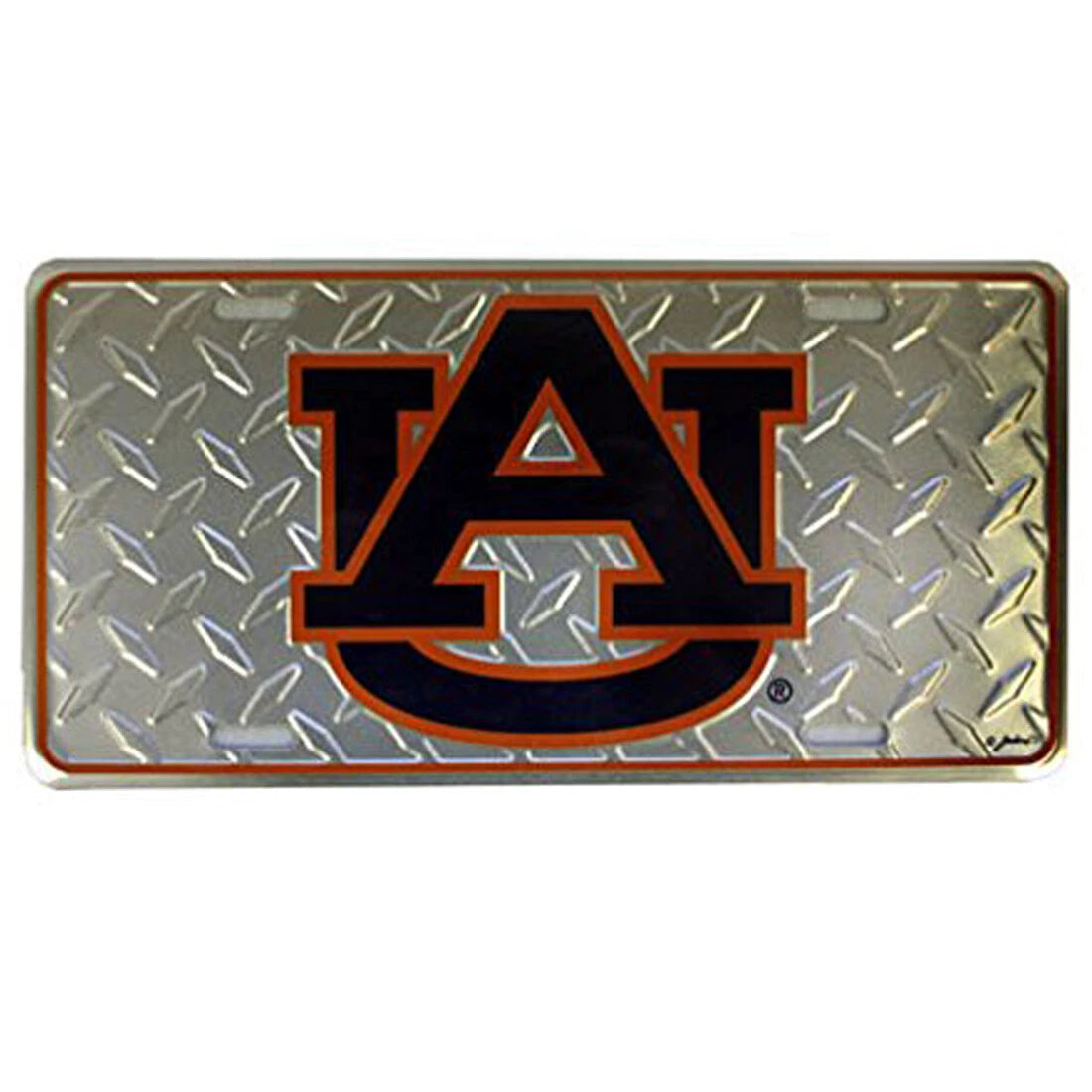 Chrome Diamond Tread Plate Tag for Auburn University Tigers Car Truck (6x12)