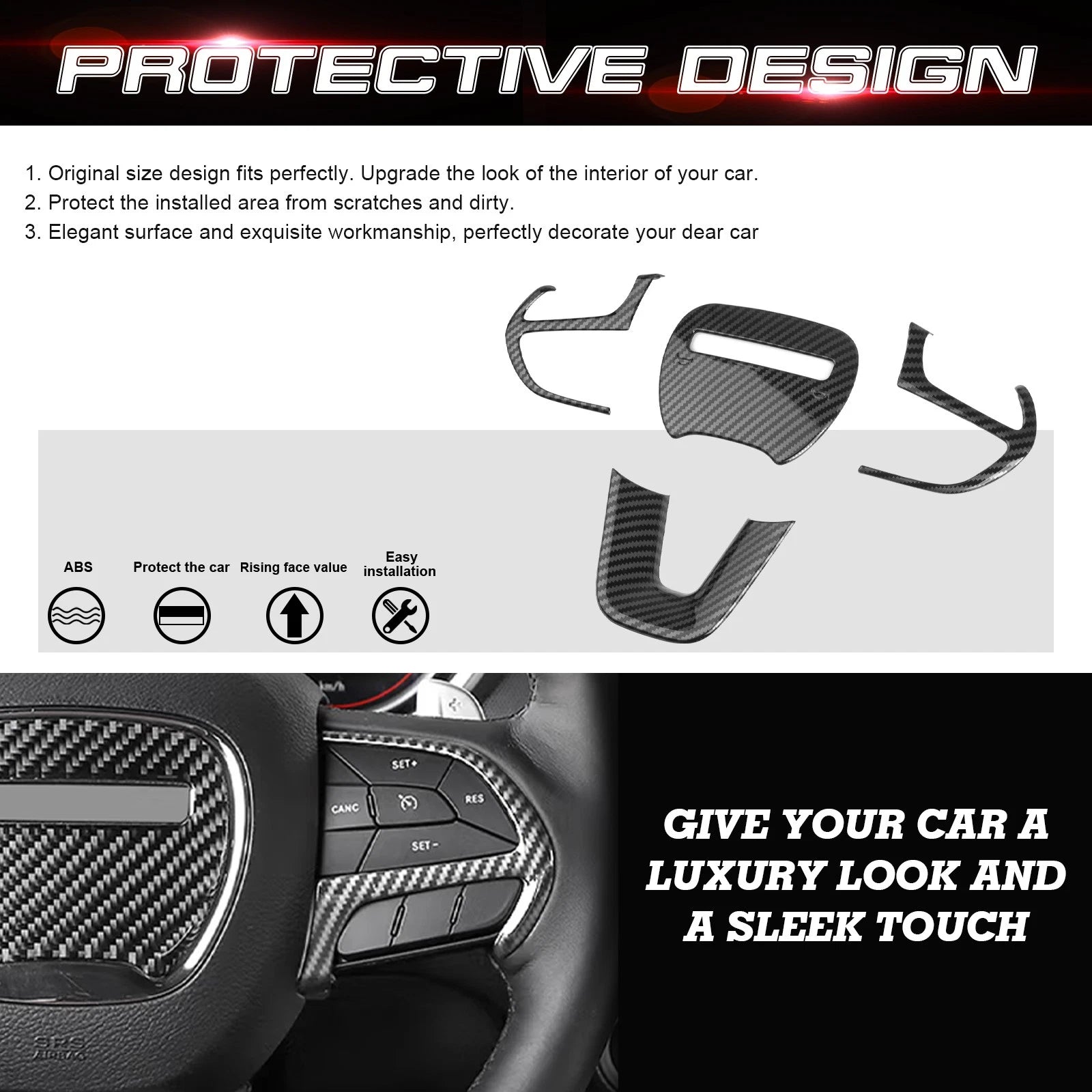 Carbon Fiber Pattern Driver Side Control Cover for Dodge Challenger Charger (2015-2023)
