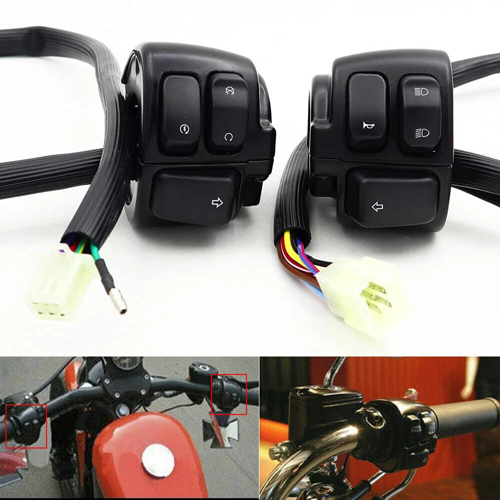 Handlebar Control Switches + Wiring Harness for Harley Sportster Dyna (1996–2012)