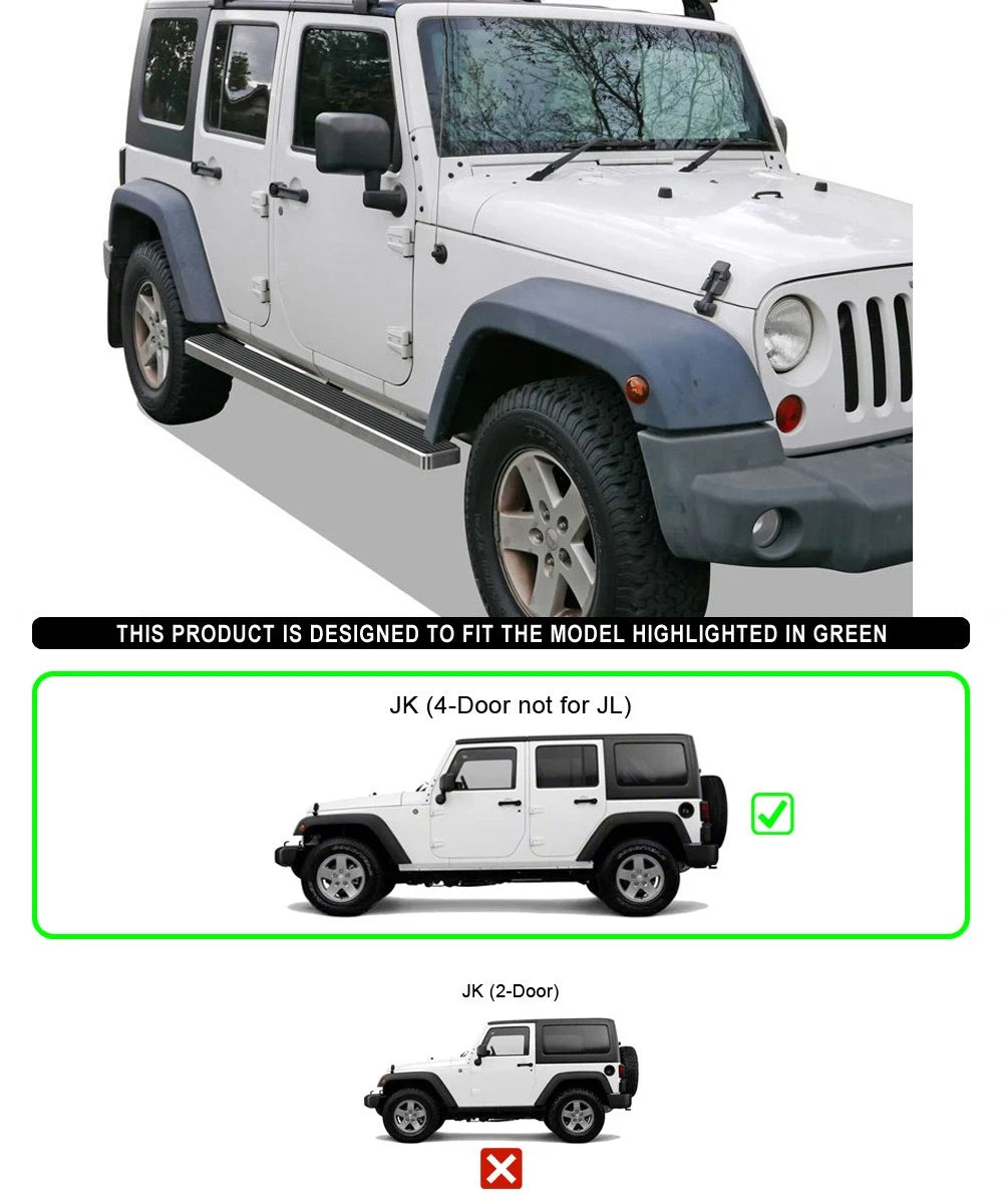 5" Silver Running Boards for Jeep Wrangler JK (2007-2018)
