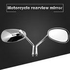 Chrome Oval Side Rearview Mirrors for Honda Cruiser Chopper 10mm