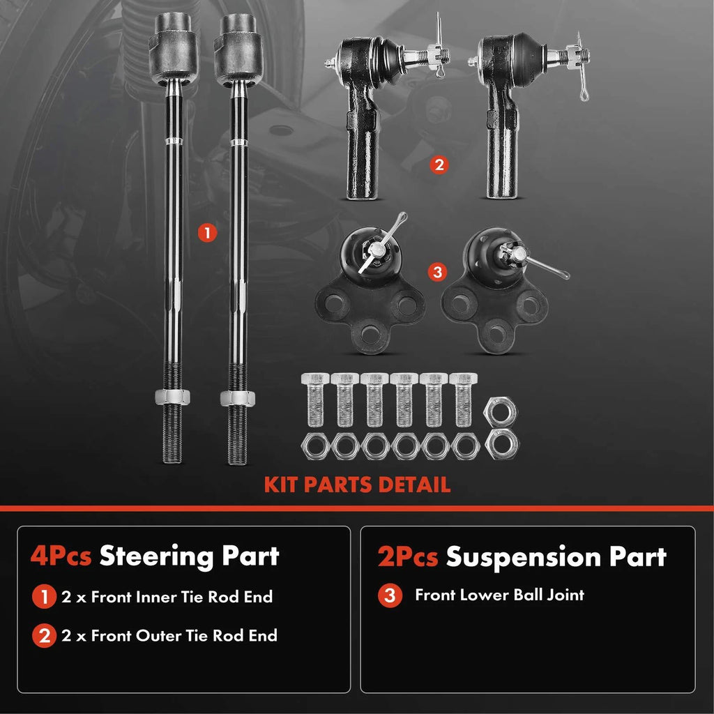 Set of 2 Inner & Outer Tie Rod Ends for Cadillac Allante (1987–1993)
