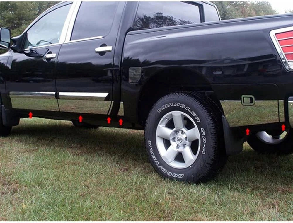 13p Luxury FX Chrome 5 1/2' Side Accent Trim w/Cargo Door for 04-15 Nissan Titan