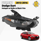 Halogen Headlight for Dodge Dart (2013–2016) w/Black Trim, Passenger Side