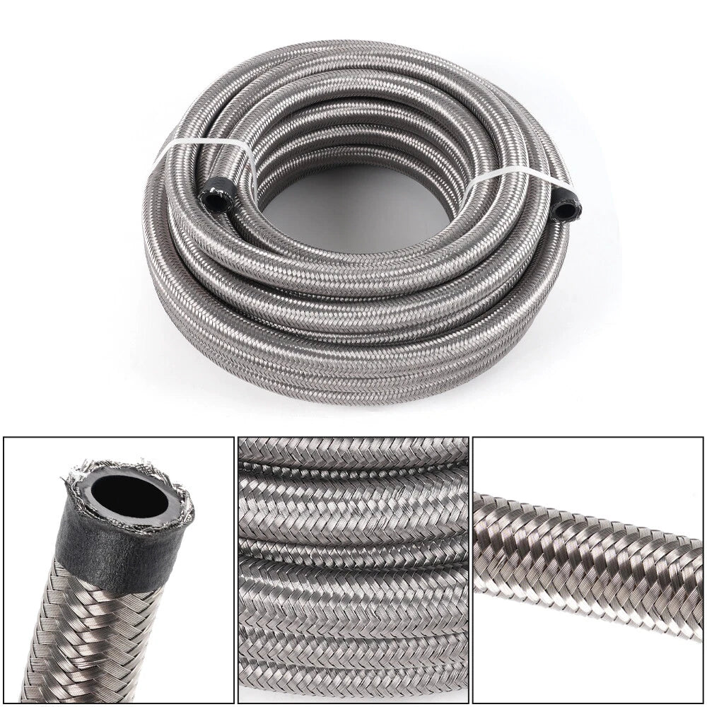 Set of 4 Nylon Stainless Steel Braided Oil Fuel Line Hoses