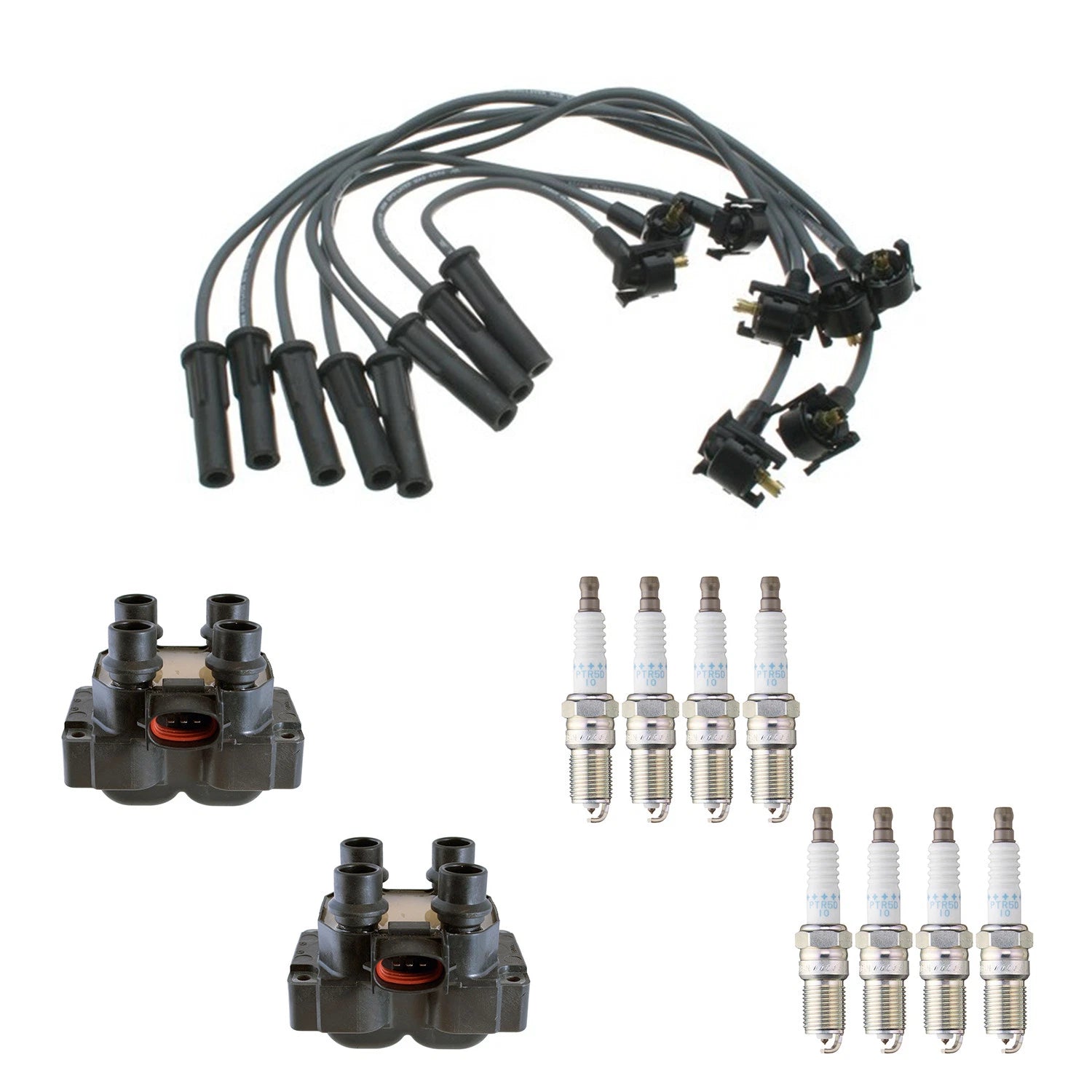 Set of 2 Ignition Coil Wires & 8 NGK Platinum Spark Plugs for Ranger (2001–2012)