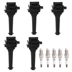 Set of 5 Ignition Coils & Spark Plugs for Volvo C70 S60 S70 S80 V70 XC70 XC90 (1998–2009)